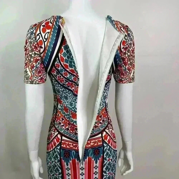 Pankaj & Nidhi Anthropologie Chanda Column Boho Geometric Bodycon Dress Size S - Picture 7 of 11